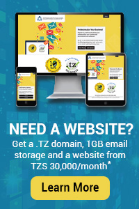 Need a website? Get a .TZ domain, 1GB email storage and a website from TZS 30,000*/month